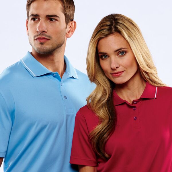 UltraClub&reg; Ladies' Cool & Dry Sport Polo with Tipped Collar Thumbnail