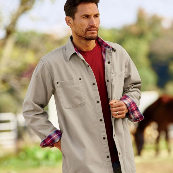 Men's Canvas Shirt Jacket with Flannel Lining Thumbnail